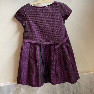 Jacadi rich metallic purple format dress with gold polka dots